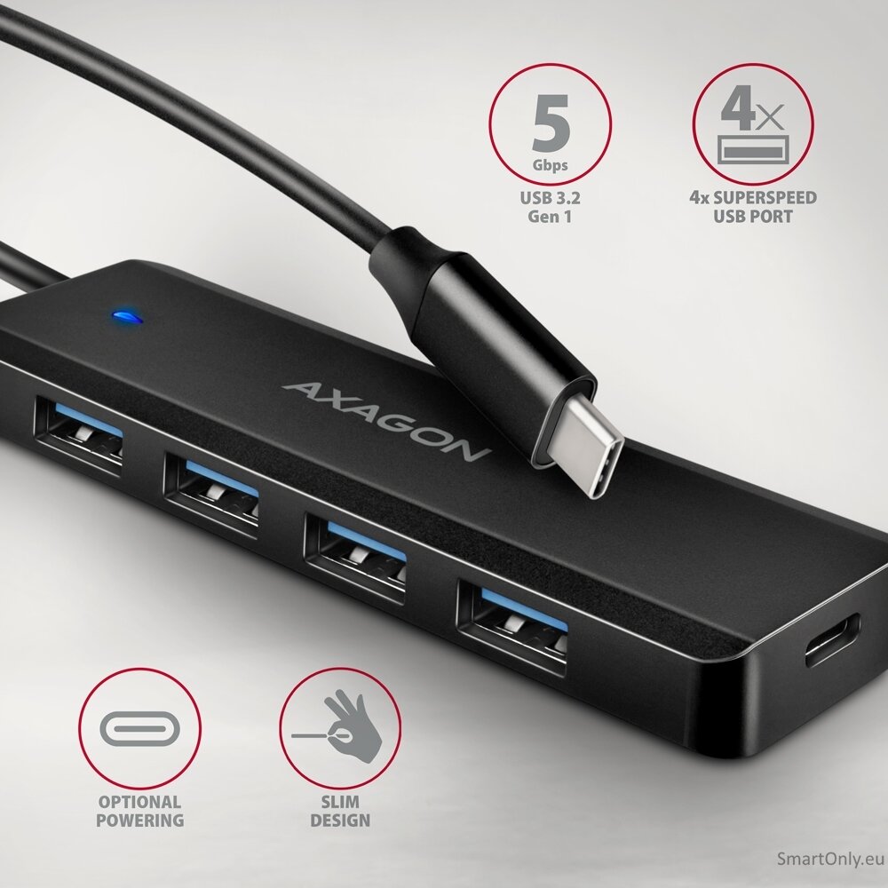 AXAGON Travel four-port USB-C 5Gbps hub | HUE-C1C 1 AXAGON Travel four-port USB-C 5Gbps hub | HUE-C1C 1