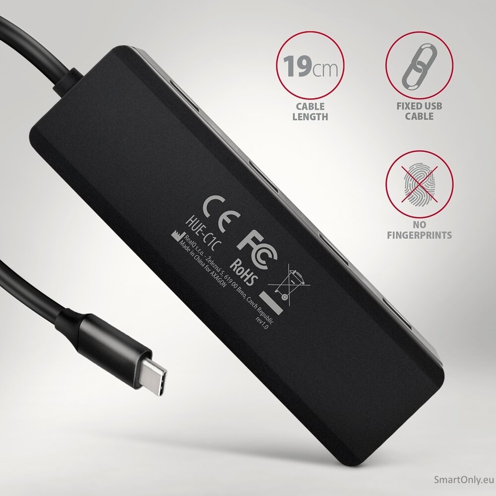 AXAGON Travel four-port USB-C 5Gbps hub | HUE-C1C 4