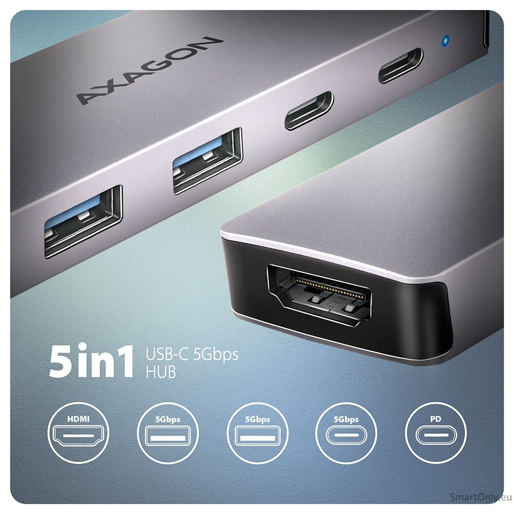 AXAGON USB-C 5Gbps 5in1 Hub | HMC-5H60 1 AXAGON USB-C 5Gbps 5in1 Hub | HMC-5H60 1
