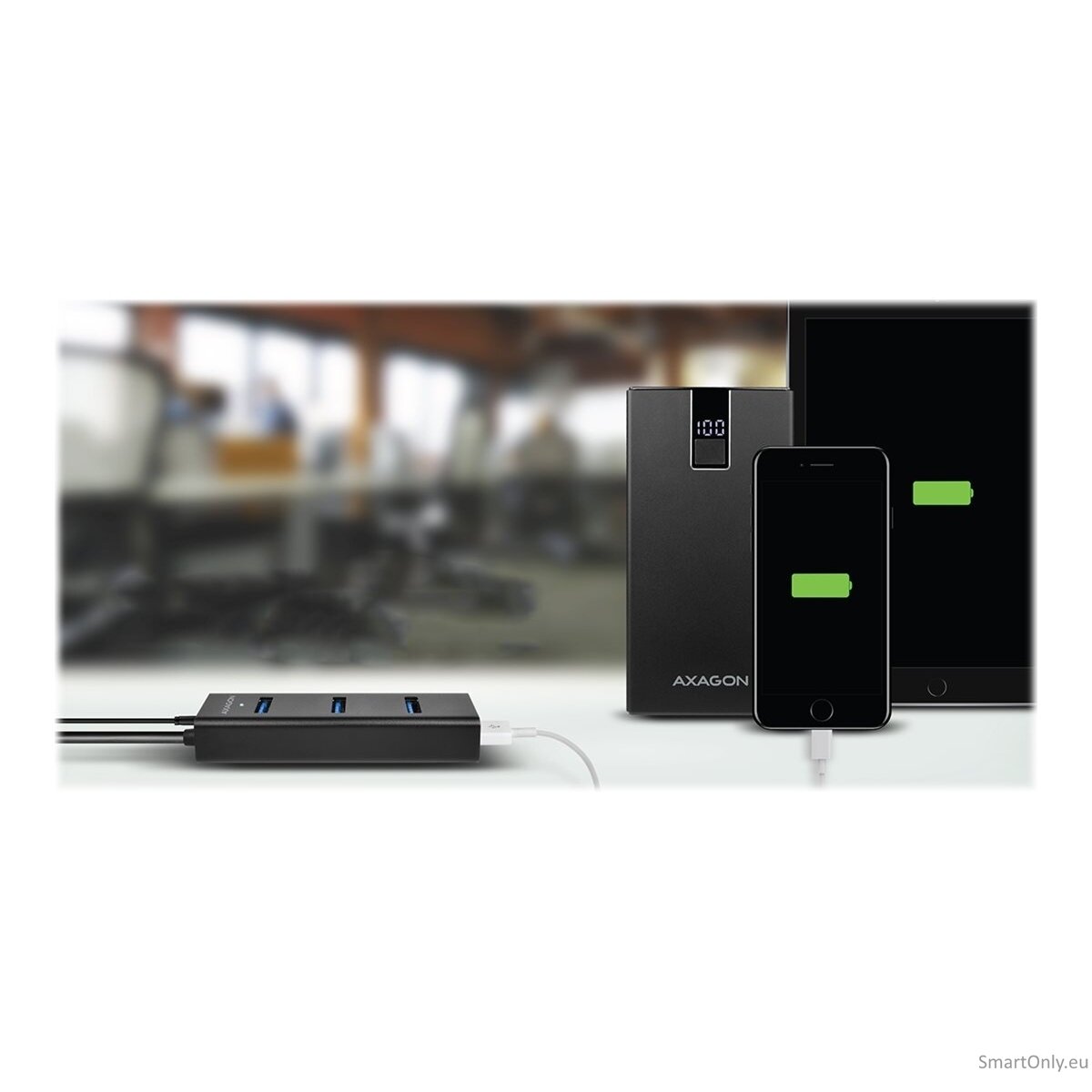AXAGON Four-port USB 3.0 hub with fast charging and power support | HUE-S2B 13 AXAGON Four-port USB 3.0 hub with fast charging and power support | HUE-S2B 13