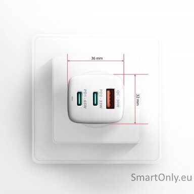 AXAGON ACU-DPQ65W GaN Wall charger 65W, 3x port (USB-A + dual USB-C), PD3.0/PPS/QC4+/Apple AXAGON ACU-DPQ65W GaN Wall charger 65W, 3x port (USB-A + dual USB-C), PD3.0/PPS/QC4+/Apple