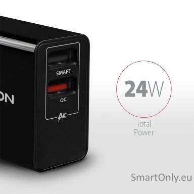 AXAGON ACU-QS24 QUICK and SMART Wall charger, 2x USB port QC3.0/AFC/FCP + 5V-1.2A, 24W AXAGON ACU-QS24 QUICK and SMART Wall charger, 2x USB port QC3.0/AFC/FCP + 5V-1.2A, 24W