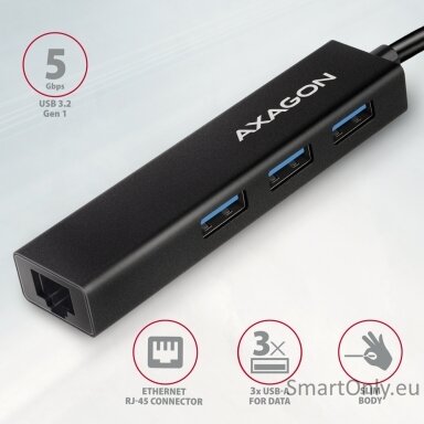 AXAGON SuperSpeed USB-C hub with gigabit LAN | HMC-GL3A