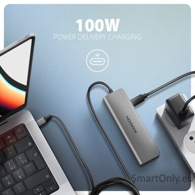 AXAGON USB 5Gbps hub, 3x USB-A, HDMI 4k/30Hz, PD 100W, 100cm USB-C cable | HMC-5H