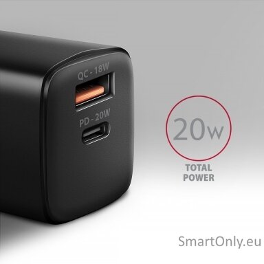 AXAGON Wallcharger 2x port (USB-A + USB-C), 20W | ACU-PQ20 AXAGON Wallcharger 2x port (USB-A + USB-C), 20W | ACU-PQ20