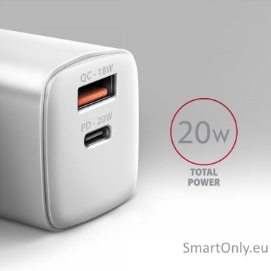 AXAGON Wallcharger 2x port (USB-A + USB-C), 20W | ACU-PQ20W AXAGON Wallcharger 2x port (USB-A + USB-C), 20W | ACU-PQ20W