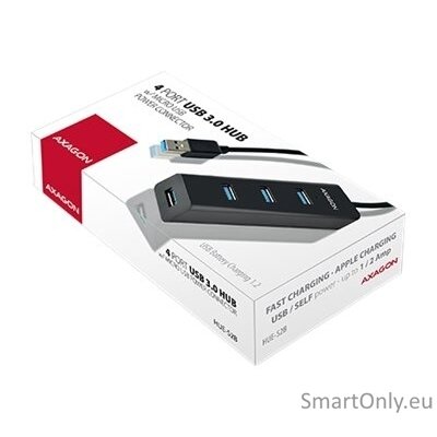AXAGON Four-port USB 3.0 hub with fast charging and power support | HUE-S2B 8
