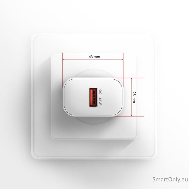 AXAGON ACU-QC18W Wall charger 18W, 1x port USB-A, QC3.0/AFC/Apple, white 6 AXAGON ACU-QC18W Wall charger 18W, 1x port USB-A, QC3.0/AFC/Apple, white 6