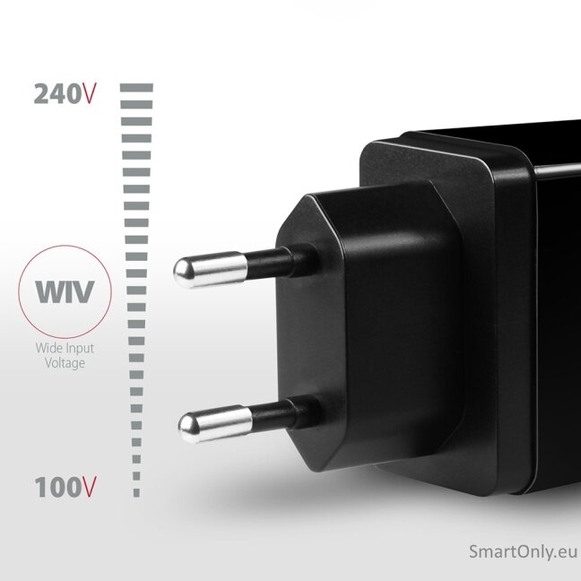 AXAGON ACU-QS24 QUICK and SMART Wall charger, 2x USB port QC3.0/AFC/FCP + 5V-1.2A, 24W 2