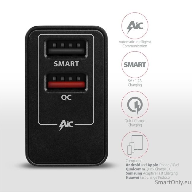 AXAGON ACU-QS24 QUICK and SMART Wall charger, 2x USB port QC3.0/AFC/FCP + 5V-1.2A, 24W 3 AXAGON ACU-QS24 QUICK and SMART Wall charger, 2x USB port QC3.0/AFC/FCP + 5V-1.2A, 24W 3