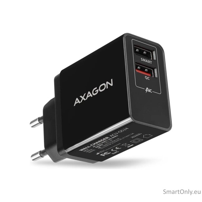 AXAGON ACU-QS24 QUICK and SMART Wall charger, 2x USB port QC3.0/AFC/FCP + 5V-1.2A, 24W 7 AXAGON ACU-QS24 QUICK and SMART Wall charger, 2x USB port QC3.0/AFC/FCP + 5V-1.2A, 24W 7