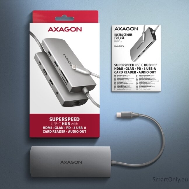 AXAGON Multi port USB-C 5Gbps hub | HMC-8HLSA 7