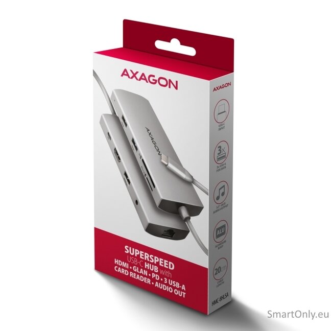 AXAGON Multi port USB-C 5Gbps hub | HMC-8HLSA 8
