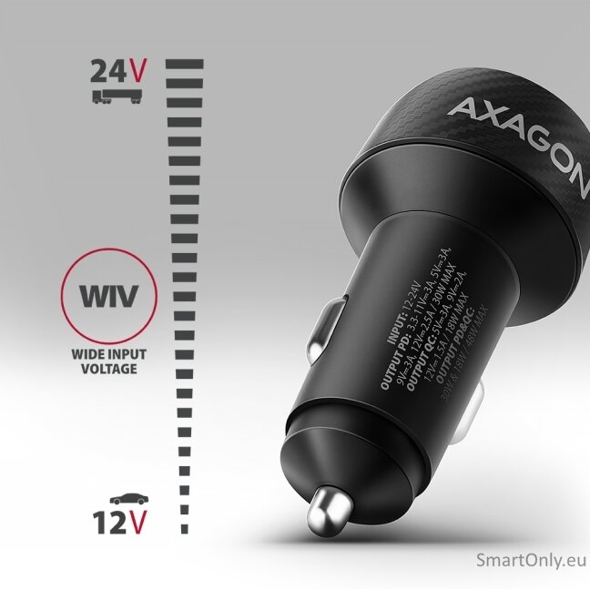 AXAGON PWC-PQ48 Car charger 48W, USB-A + USB-C, PD3.0/PPS/QC4+/SFC, Black 2