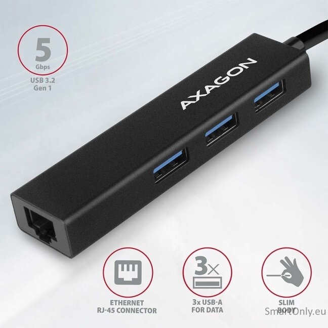 AXAGON SuperSpeed USB-A Hub and Gigabit LAN | HMA-GL3A 1 AXAGON SuperSpeed USB-A Hub and Gigabit LAN | HMA-GL3A 1