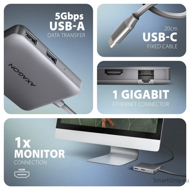 AXAGON USB-C 5Gbps SuperSpeed 5in1 Hub | HMC-5HL 2
