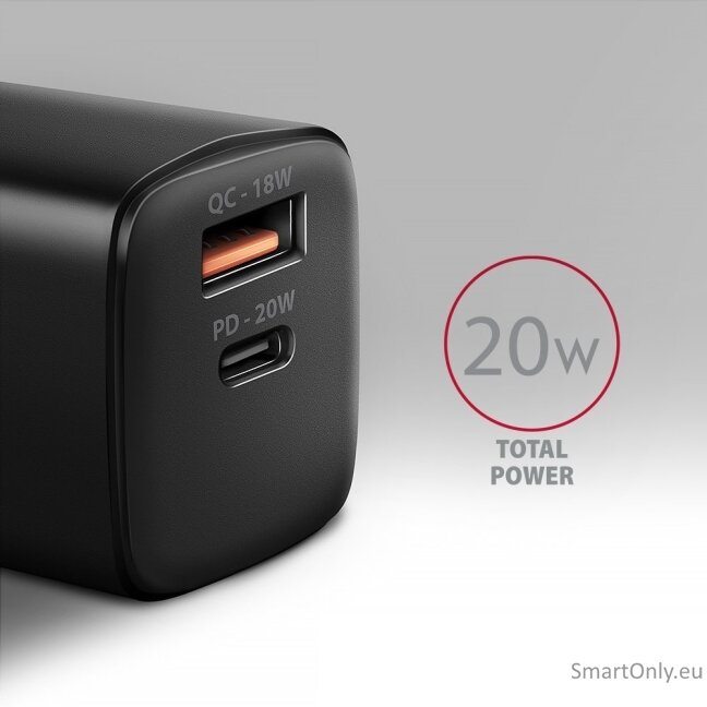 AXAGON Wallcharger 2x port (USB-A + USB-C), 20W | ACU-PQ20 1