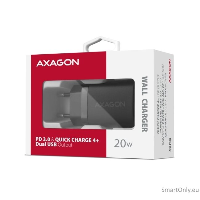 AXAGON Wallcharger 2x port (USB-A + USB-C), 20W | ACU-PQ20 9 AXAGON Wallcharger 2x port (USB-A + USB-C), 20W | ACU-PQ20 9