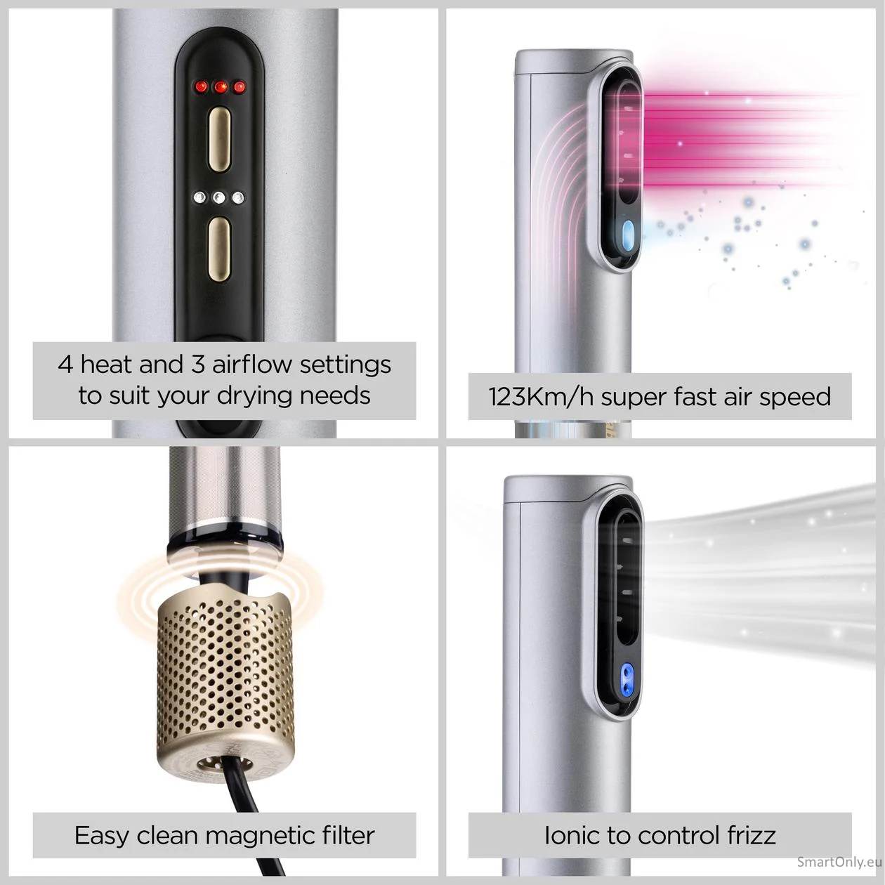 BABYLISS | Hair styling comb | Air Wand AS6555E | Ion conditioning | Number of heating levels 4 | 1600 W | Chrome 7