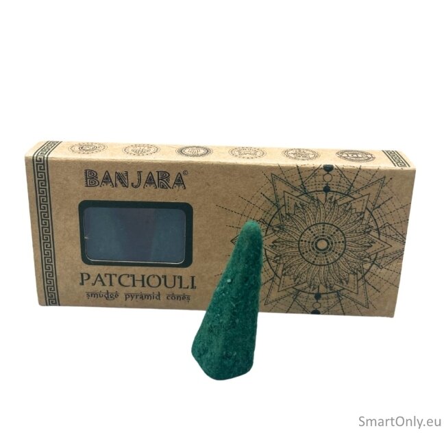 Banjara Smudge Piramidės formos kūgeliai smilkinimui - Patchouli Banjara Smudge Piramidės formos kūgeliai smilkinimui - Patchouli