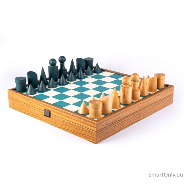 BAUHAUS stiliaus Šachmatų rinkinys 40x40cm (Turkio spalvos) su figūrėlėmis Manopoulos BAUHAUS stiliaus Šachmatų rinkinys 40x40cm (Turkio spalvos) su figūrėlėmis Manopoulos