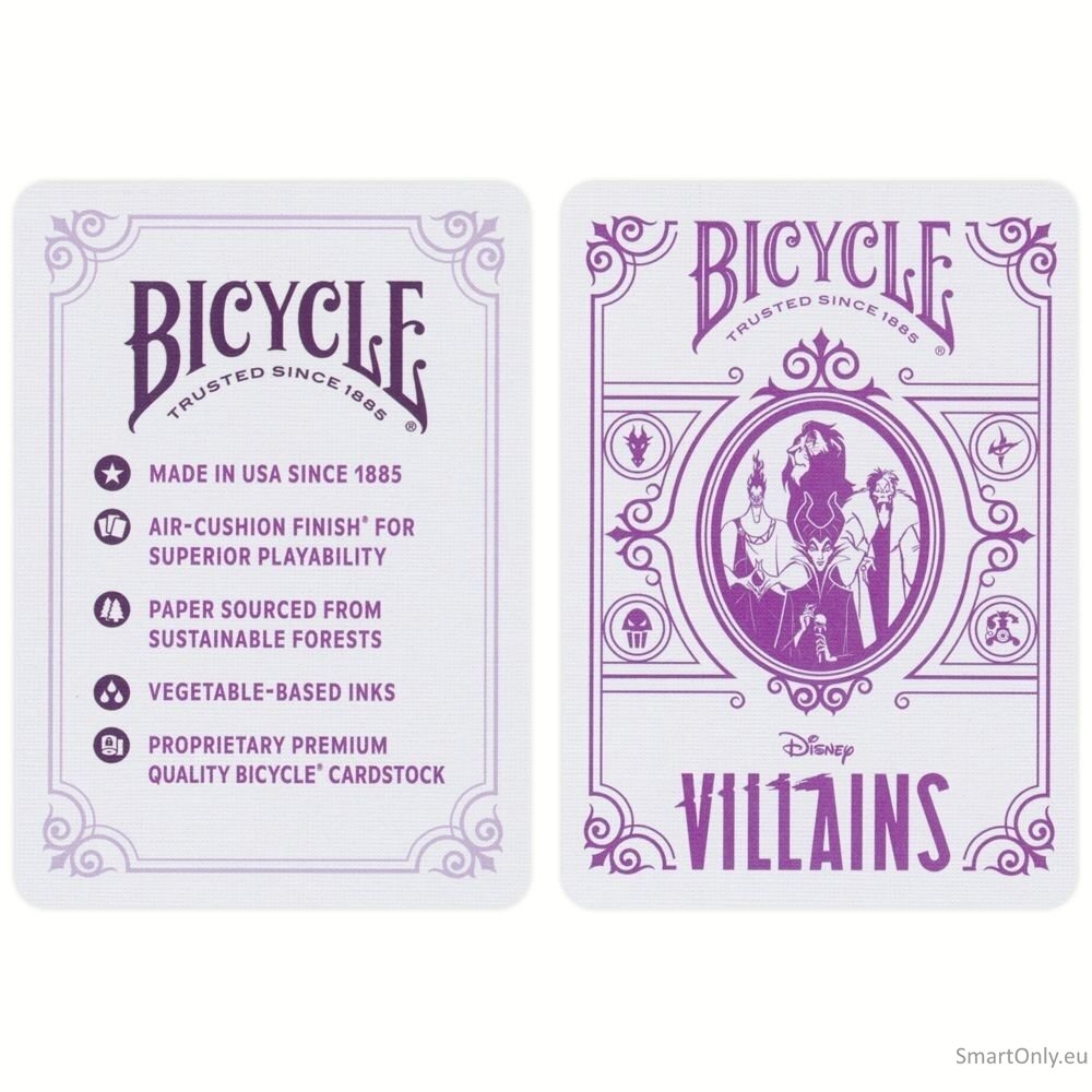 Bicycle Disney Villains žaidimo kortos (violetinės) 3