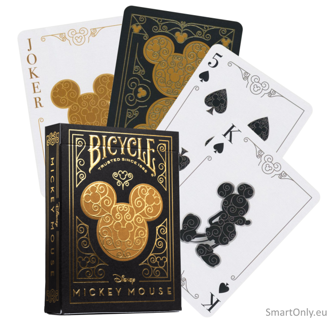 Bicycle Disney Mickey Mouse kortos (juodos ir auksinės) Bicycle Disney Mickey Mouse kortos (juodos ir auksinės)