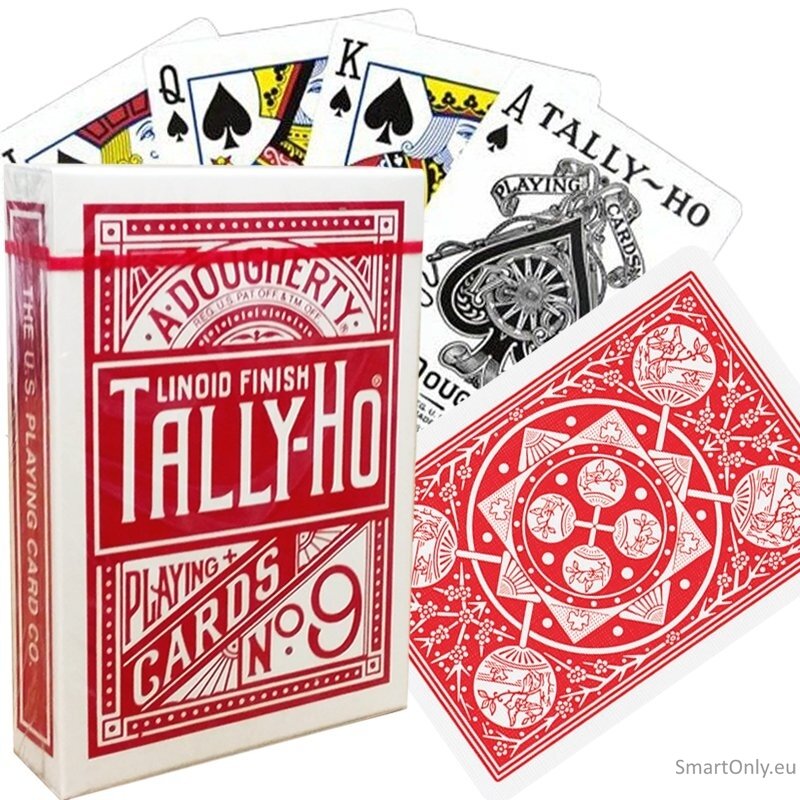 Bicycle Tally-Ho Fan back kortos (Raudonos) Bicycle Tally-Ho Fan back kortos (Raudonos)