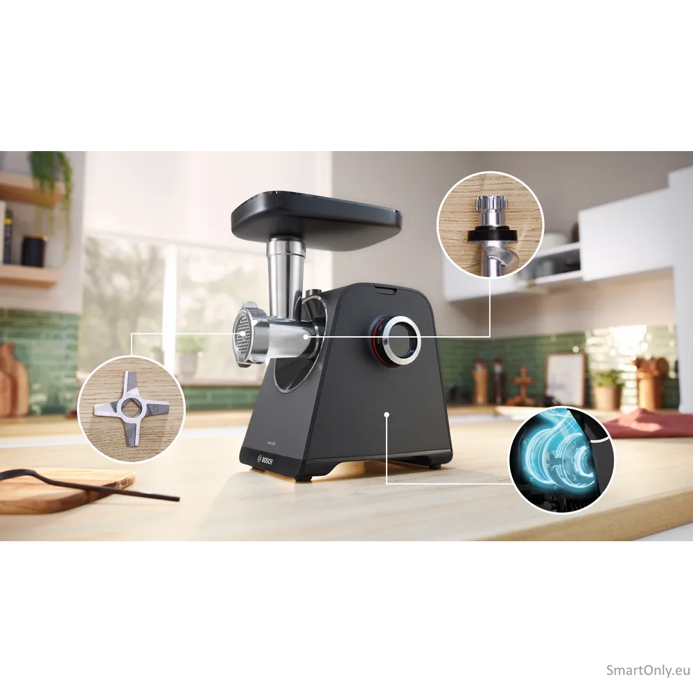 Bosch Food Mincer | MFWS430B | Black | Number of speeds 2 | Throughput (kg/min) 2.5 2 Bosch Food Mincer | MFWS430B | Black | Number of speeds 2 | Throughput (kg/min) 2.5 2