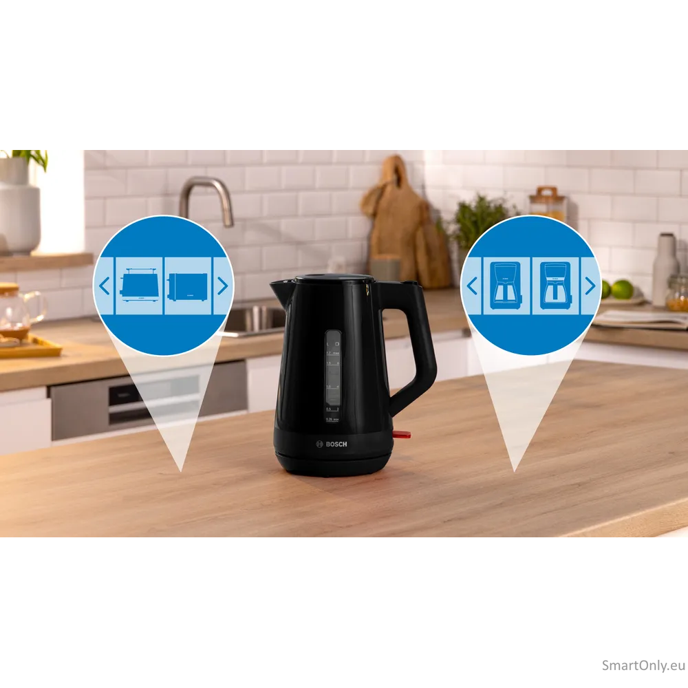 Bosch Kettle | TWK1M123 | Electric | 2400 W | 1.7 L | Plastic | 360° rotational base | Black 2 Bosch Kettle | TWK1M123 | Electric | 2400 W | 1.7 L | Plastic | 360° rotational base | Black 2
