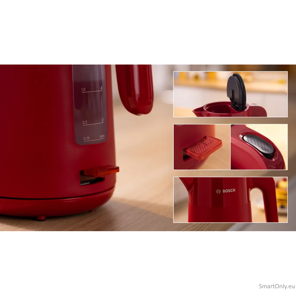 Bosch Kettle | TWK2M164 MyMoment | Electric | 2400 W | 1.7 L | Plastic | 360° rotational base | Red 3 Bosch Kettle | TWK2M164 MyMoment | Electric | 2400 W | 1.7 L | Plastic | 360° rotational base | Red 3
