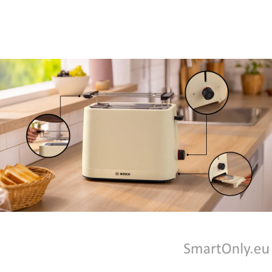 Bosch Compact Toaster | TAT3M127 MyMoment | Number of slots 2 | Housing material Plastic | Beige Bosch Compact Toaster | TAT3M127 MyMoment | Number of slots 2 | Housing material Plastic | Beige