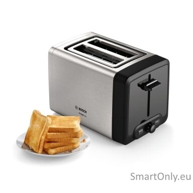 Bosch DesignLine Toaster TAT4P420 Power 970 W Number of slots 2 Housing material Stainless Steel Stainless steel/Black Bosch DesignLine Toaster TAT4P420 Power 970 W Number of slots 2 Housing material Stainless Steel Stainless steel/Black