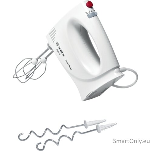Bosch Hand Mixer MFQ3030 Hand Mixer 350 W Number of speeds 4 Stainless steel/Plastic Turbo mode White Bosch Hand Mixer MFQ3030 Hand Mixer 350 W Number of speeds 4 Stainless steel/Plastic Turbo mode White