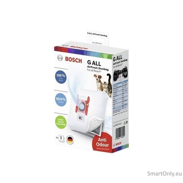 Bosch AirFresh GALL Vacuum cleaner bag BBZAFGALL Number of bags 4 pcs/box, White, For All Bosch Vacuum cleaner 3 Bosch AirFresh GALL Vacuum cleaner bag BBZAFGALL Number of bags 4 pcs/box, White, For All Bosch Vacuum cleaner 3