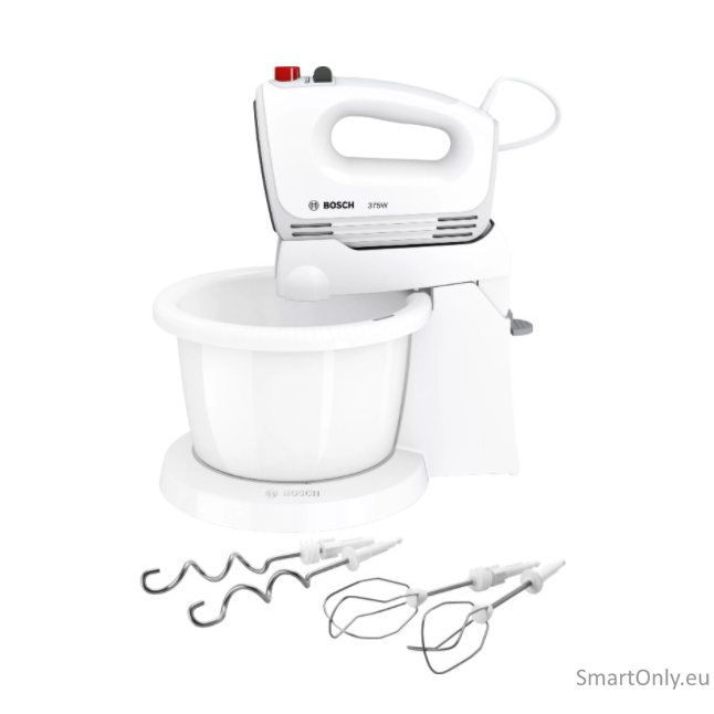 Bosch | Mixer | CleverMixx MFQ2600G | Mixer with bowl | 375 W | Number of speeds 4 | Turbo mode | White Bosch | Mixer | CleverMixx MFQ2600G | Mixer with bowl | 375 W | Number of speeds 4 | Turbo mode | White