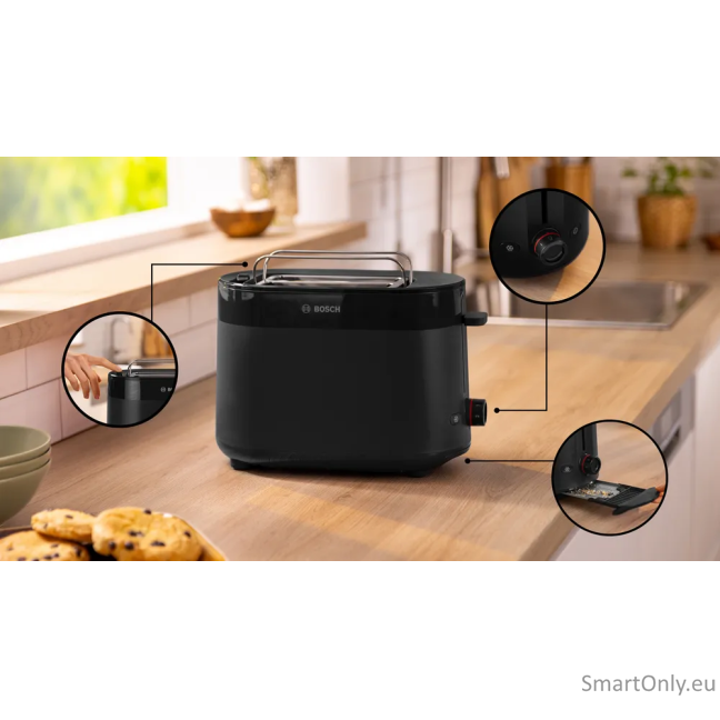 Bosch Compact Toaster | TAT2M123 MyMoment | Power 950 W | Number of slots 2 | Housing material Plastic | Black 1 Bosch Compact Toaster | TAT2M123 MyMoment | Power 950 W | Number of slots 2 | Housing material Plastic | Black 1
