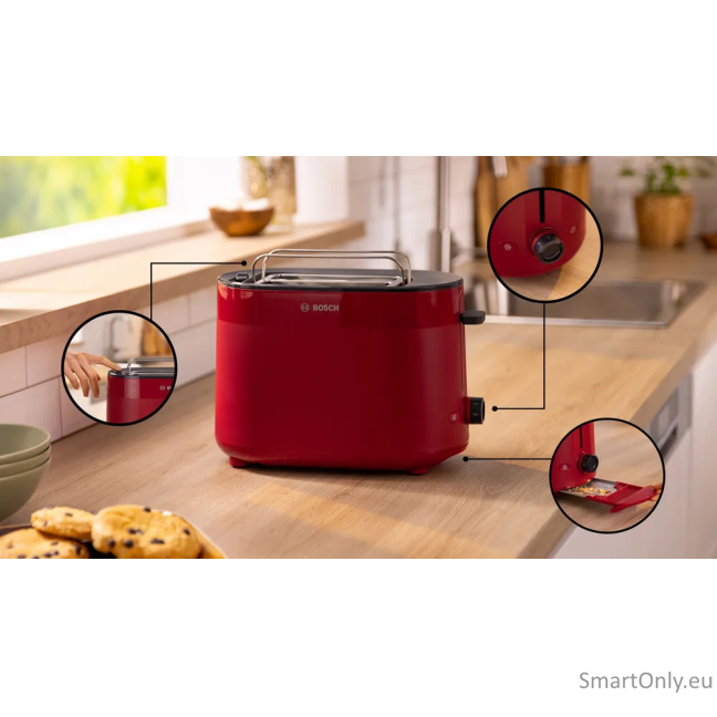 Bosch Compact Toaster | TAT2M124 MyMoment | Power 950 W | Number of slots 2 | Housing material Plastic | Red 2
