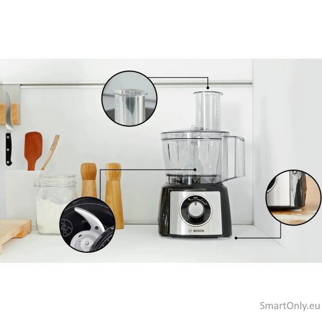 Bosch | Food Processor MultiTalent 3 Plus | MCM3PM386 | 900 W | Number of speeds 2 | Bowl capacity 2.3 L | Black/Stainless steel 1