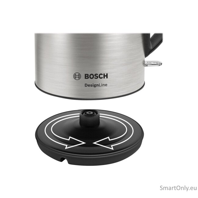Bosch Kettle DesignLine TWK3P420 Electric 2400 W 1.7 L Stainless steel 360° rotational base Stainless steel/Black 8 Bosch Kettle DesignLine TWK3P420 Electric 2400 W 1.7 L Stainless steel 360° rotational base Stainless steel/Black 8