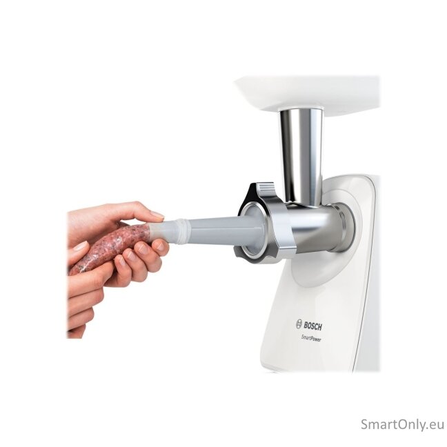 Bosch | Meat mincer SmartPower | MFW2510W | White | 350 W | Number of speeds 1 | 2 Discs: 3.8 and 8 mm; Sausage filler accessory. 5