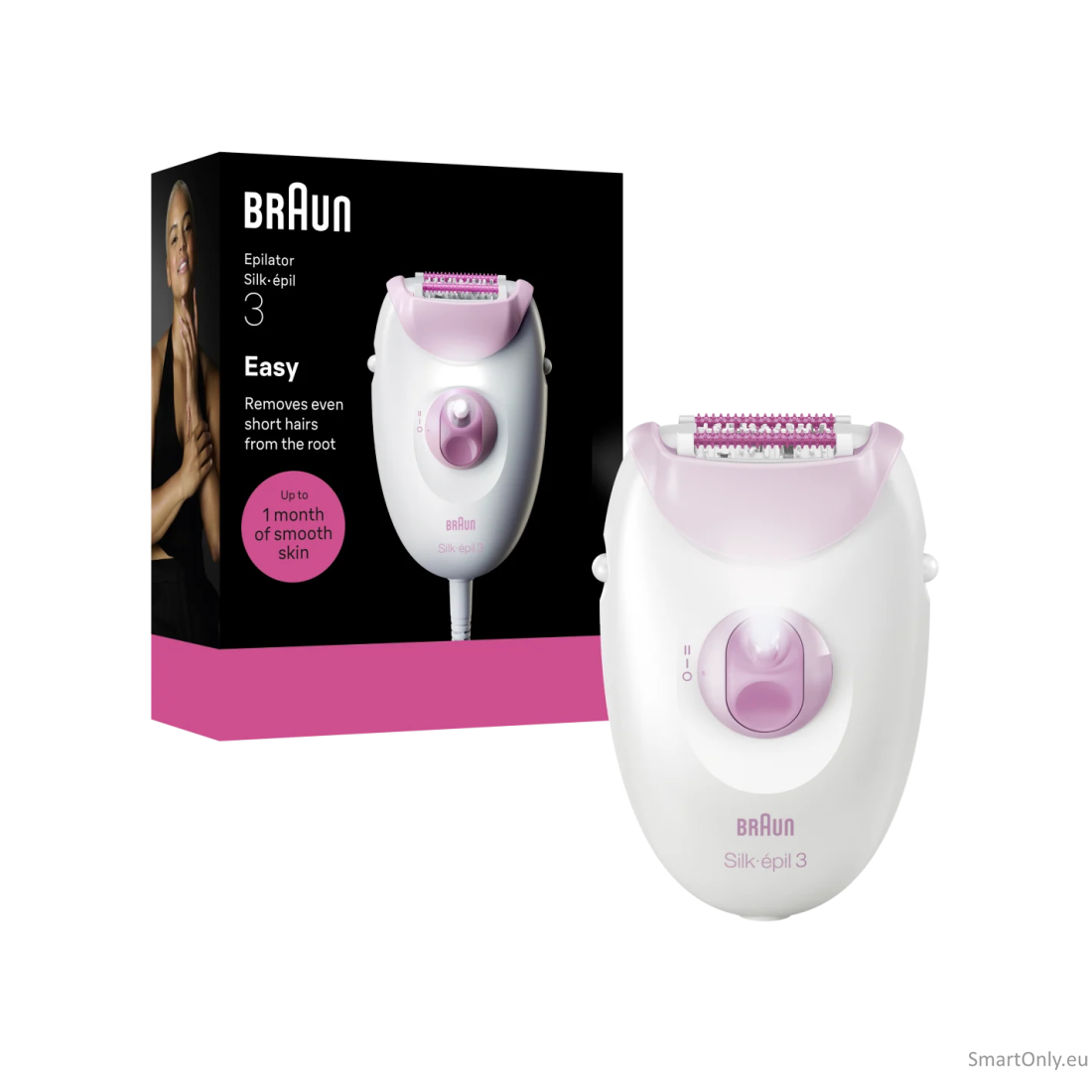 Braun Epilator | SE3-000 Silk épil 3 | Number of power levels 2 | White/Purple Braun Epilator | SE3-000 Silk épil 3 | Number of power levels 2 | White/Purple