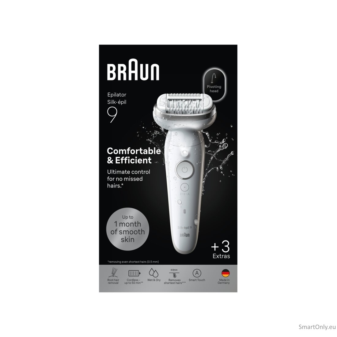 Braun Silk-épil 9 SES9-030 Epilator, Wet & Dry, White/Silver 4