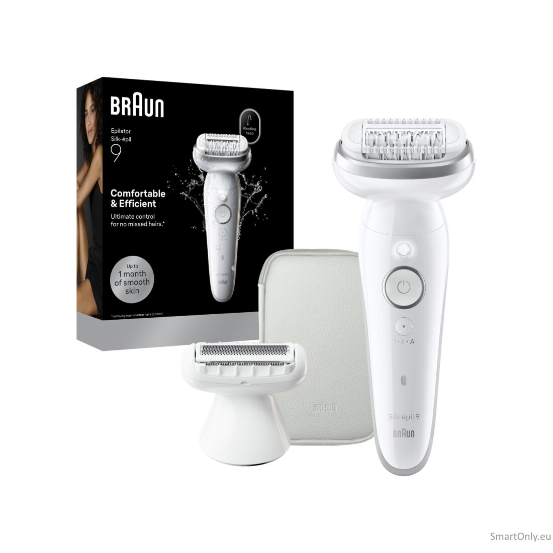 Braun Silk-épil 9 SES9-030 Epilator, Wet & Dry, White/Silver