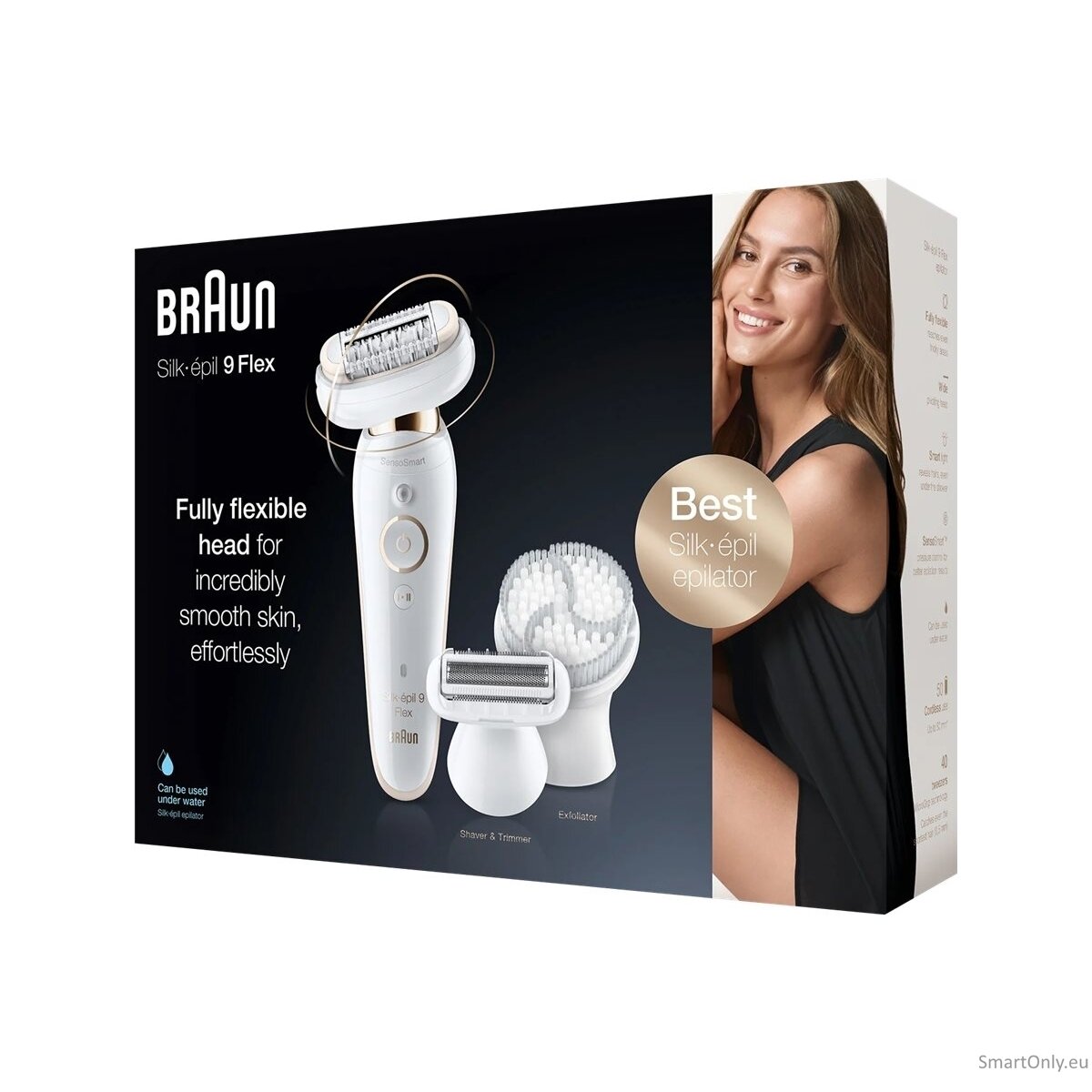 Braun Epilator | SES9-030 3D Silk-Epilk 9 Flex | Operating time (max) 50 min | Number of power levels 2 | Wet & Dry | White/Rose 1 Braun Epilator | SES9-030 3D Silk-Epilk 9 Flex | Operating time (max) 50 min | Number of power levels 2 | Wet & Dry | White/Rose 1