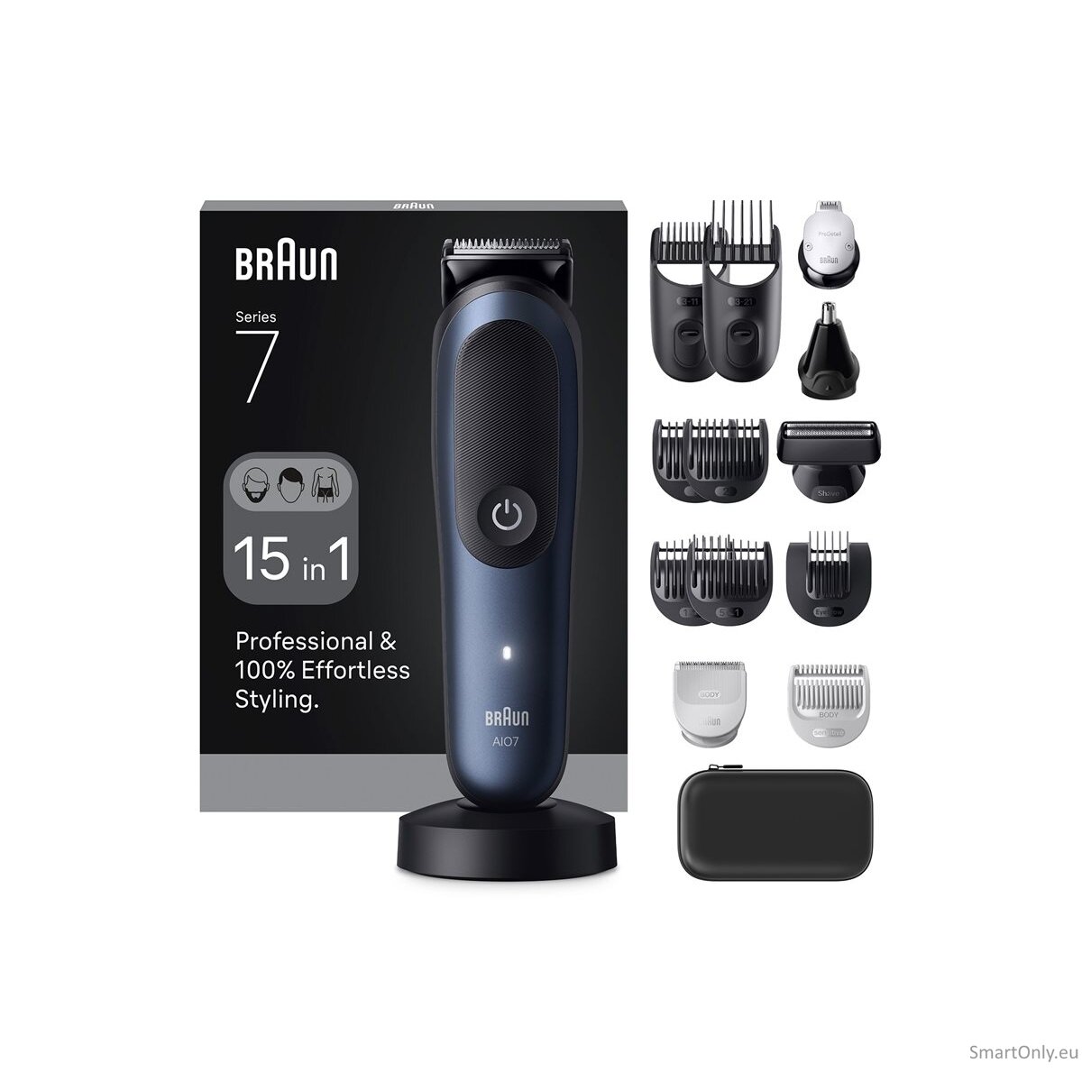 Braun Hair Trimmer | All-in-One Series 7 AIO7580 | Cordless | Wet & Dry | Number of length steps 14 | Blue/Black 1 Braun Hair Trimmer | All-in-One Series 7 AIO7580 | Cordless | Wet & Dry | Number of length steps 14 | Blue/Black 1