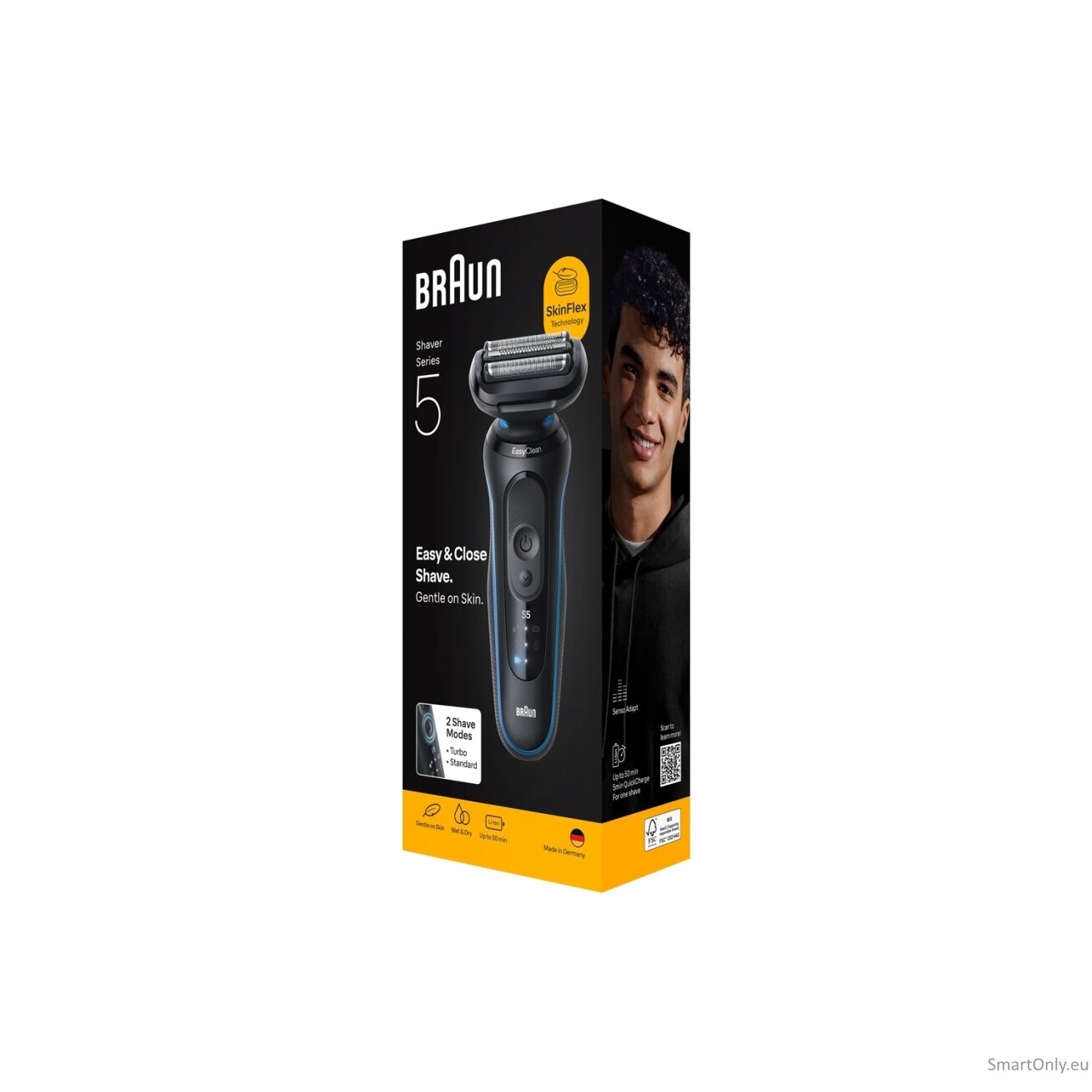 Braun Electric Shaver | Series 5 52-B1000s | Operating time (max) 50 min | Wet & Dry | Lithium Ion | Black/Blue 1
