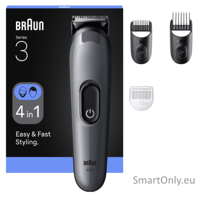 Braun 4-in-1 Grooming Kit | All-in-One Series 3 AIO3500 | Cordless | Number of length steps 14 | Black