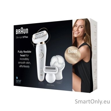 Braun Epilator | SES9-030 3D Silk-Epilk 9 Flex | Operating time (max) 50 min | Number of power levels 2 | Wet & Dry | White/Rose
