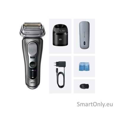 Braun Shaver | Series 9 Pro+ 9675cc | Operating time (max) 60 min | Wet & Dry | Lithium Ion | Grey